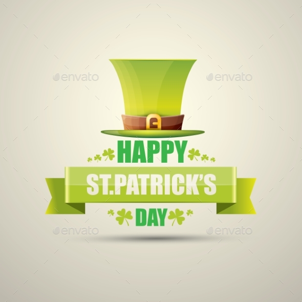 Vector Saint Patricks Day Label with Green Hat - Miscellaneous Seasons/Holidays
