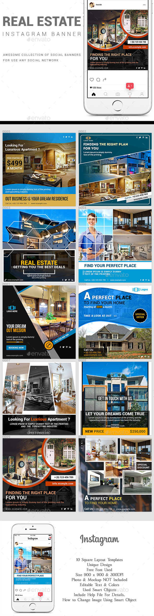 Real Estate Promotional Instagram Pack - Social Media Web Elements