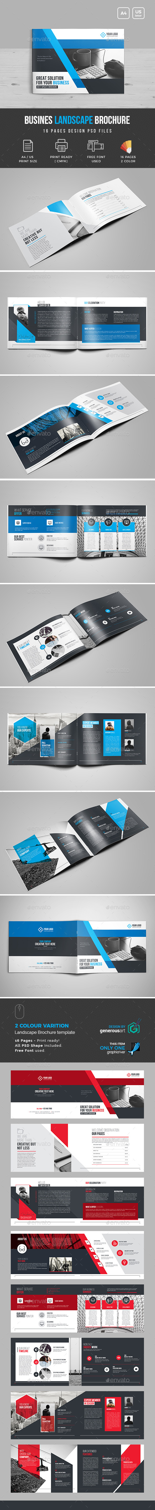Landscape Bi-Fold Brochure Template - Corporate Brochures