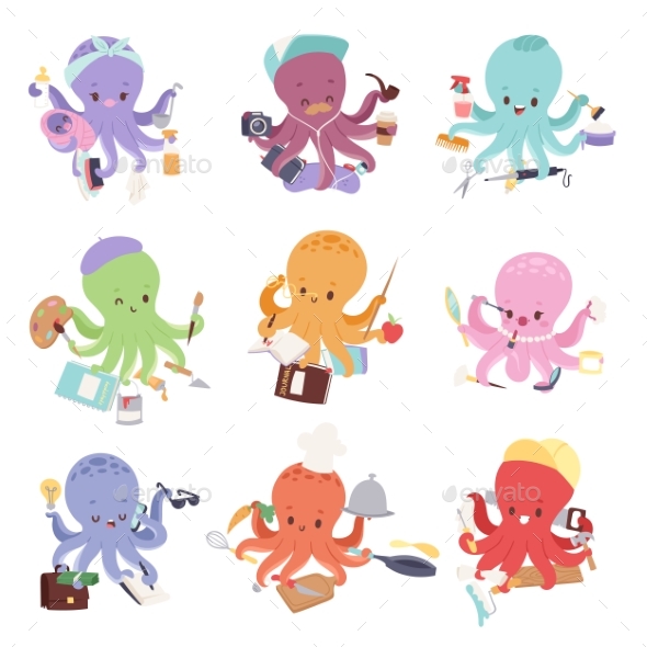 Octopus Mollusk Ocean Coral Reef Animal Character - Animals Characters