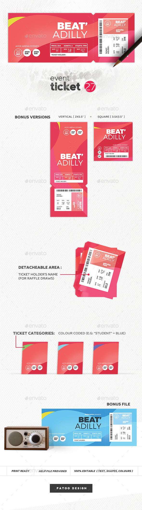Event Ticket Template 27 - Print Templates