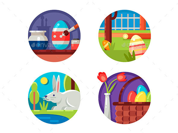 Easter Icons Set - Web Elements Vectors