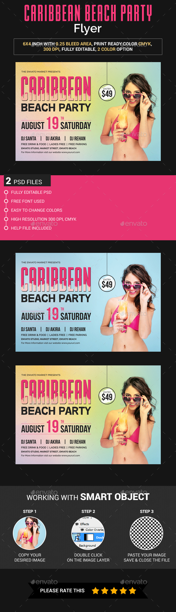 Caribbean Beach Party Flyer - Clubs & Parties Events
