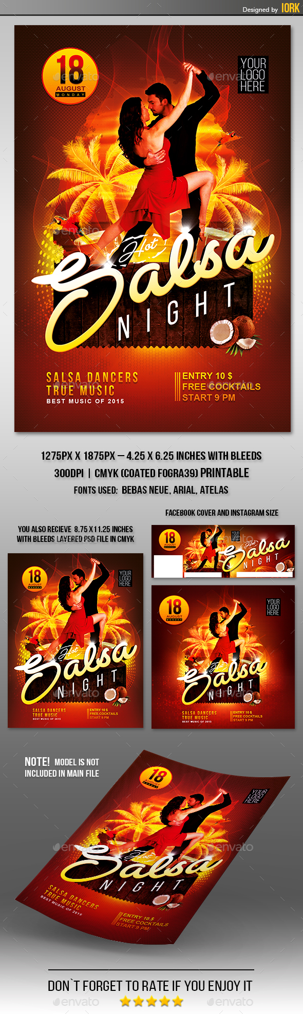 Hot Salsa Night flyer and poster - Events Flyers