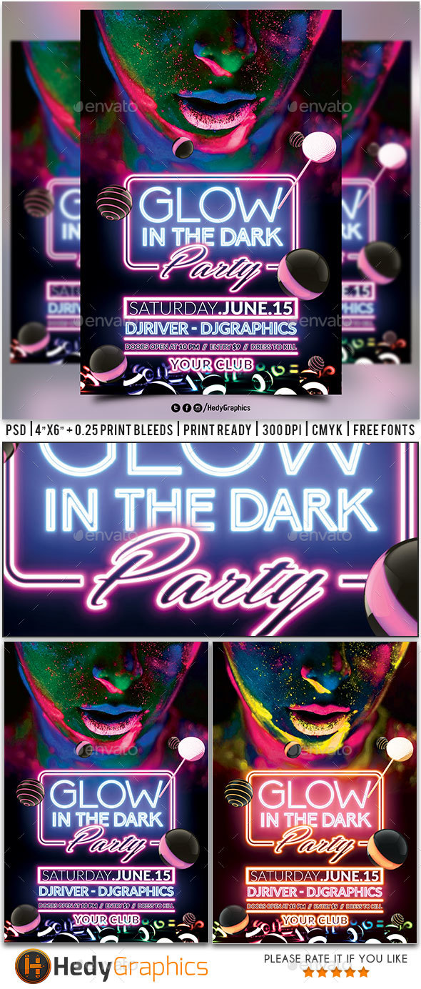 Glow In The Dark Flyer - Clubs & Parties Events