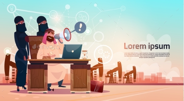 Arab Business Man Working wIth Laptop Computer - Concepts Business