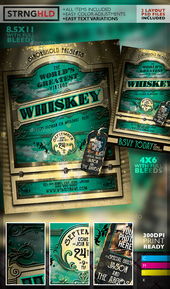 Vintage Whiskey Flyer Template - Clubs & Parties Events