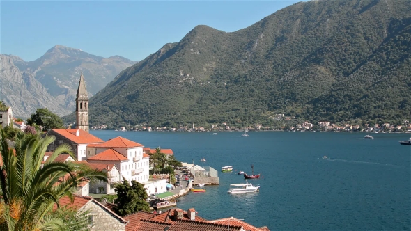 View of Perast in the Bay of Kotor, Montenegro