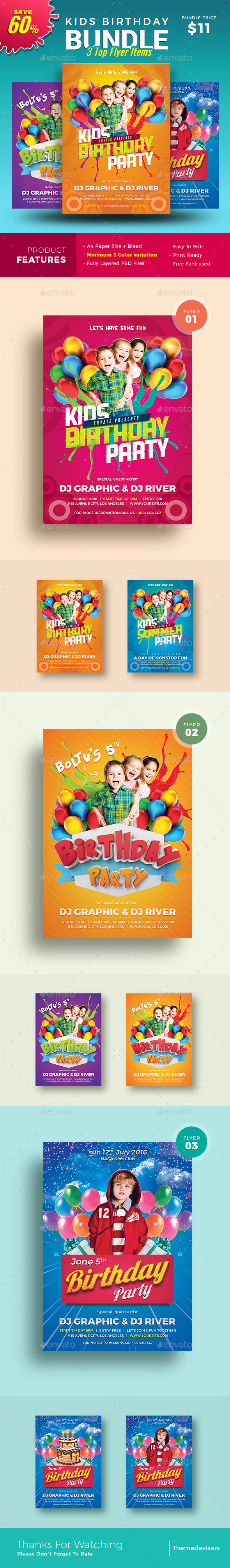 Kids Birthday Party Invitation - Birthday Greeting Cards