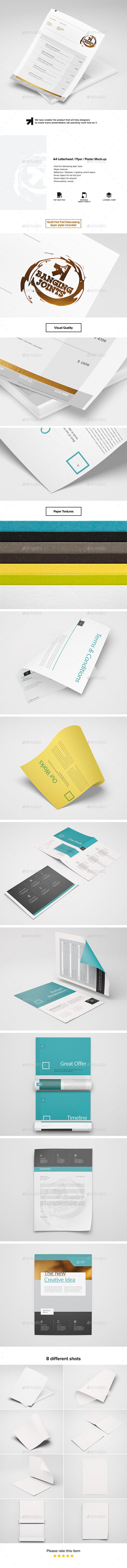 A4 Letterhead / Flyer / Poster Mock-up - Stationery Print