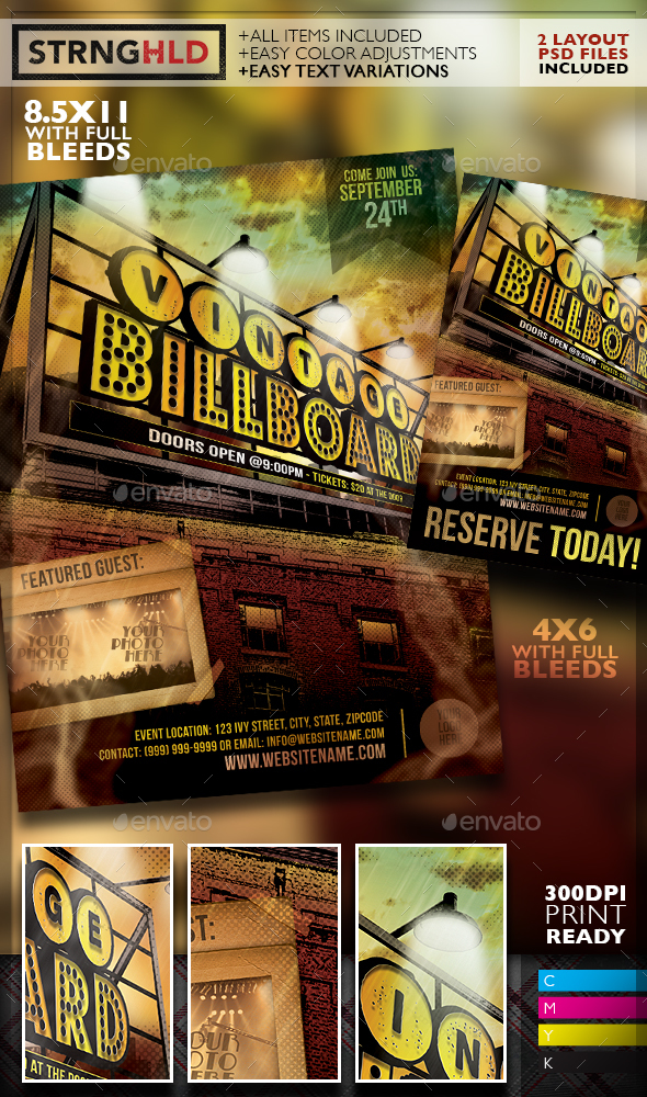 Vintage Billboard Flyer Template - Clubs & Parties Events