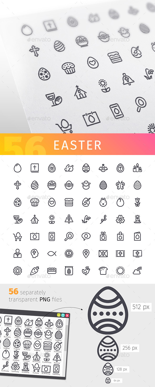 Easter Line Icons Set - Seasonal Icons