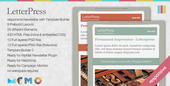 LetterPress - Responsive Newsletter with Template Builder - Newsletters Email Templates