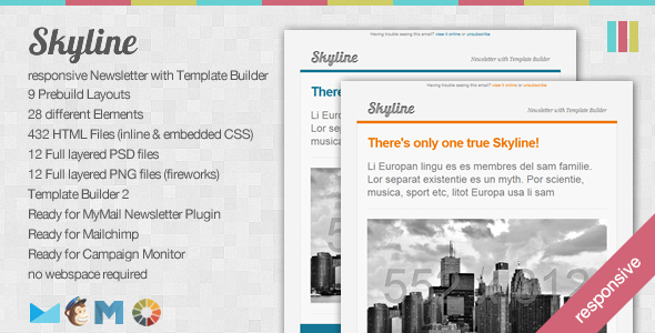 Skyline - Responsive Newsletter with Template Builder - Newsletters Email Templates