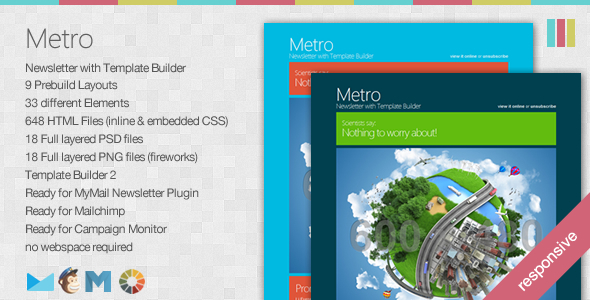 Metro - Responsive Newsletter with Template Builder - Newsletters Email Templates