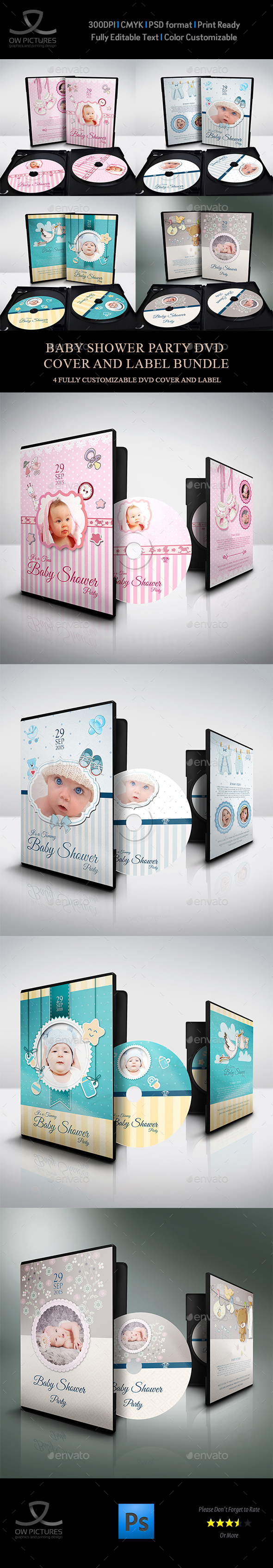 Baby Shower Party DVD Bundle Vol.1 - CD & DVD Artwork Print Templates