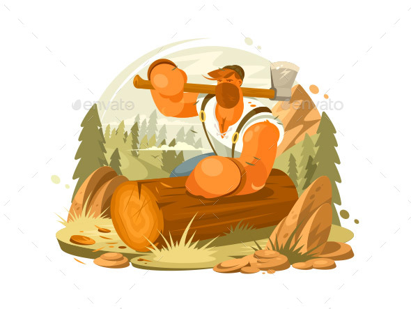 Lumberjack Beard and Ax - People Characters