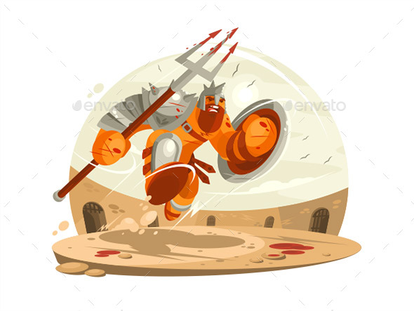 Gladiator in Armor with Shield - People Characters
