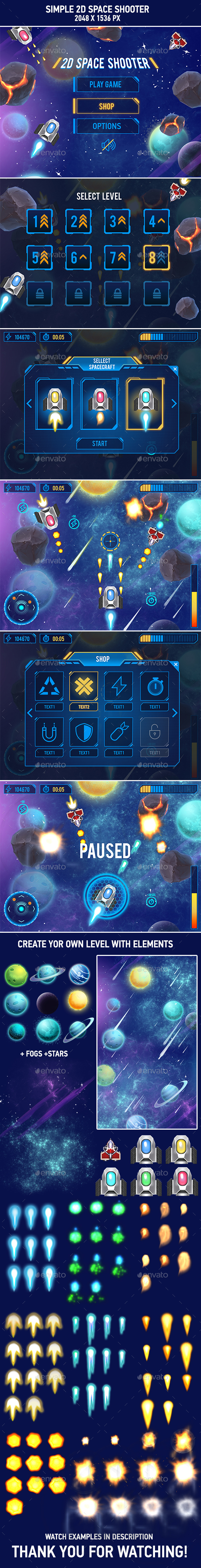 2D Space Shooter Game Asset - Game Kits Game Assets