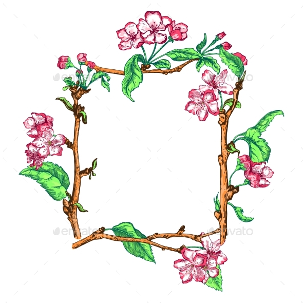 Apple Tree Sketch Design - Flowers & Plants Nature