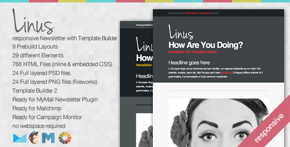 Linus - Responsive Newsletter with Template Builder - Newsletters Email Templates
