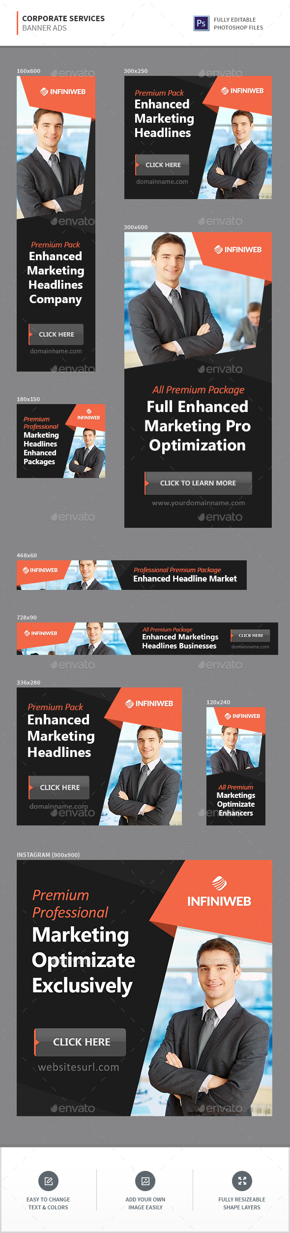 Corporate Services Banners - Banners & Ads Web Elements