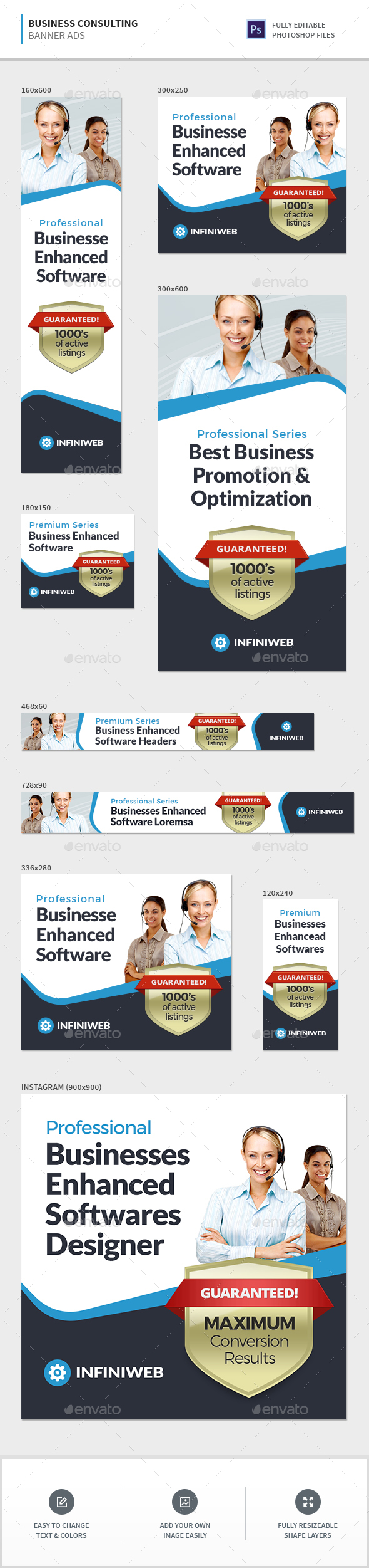 Business Consulting Banners - Banners & Ads Web Elements