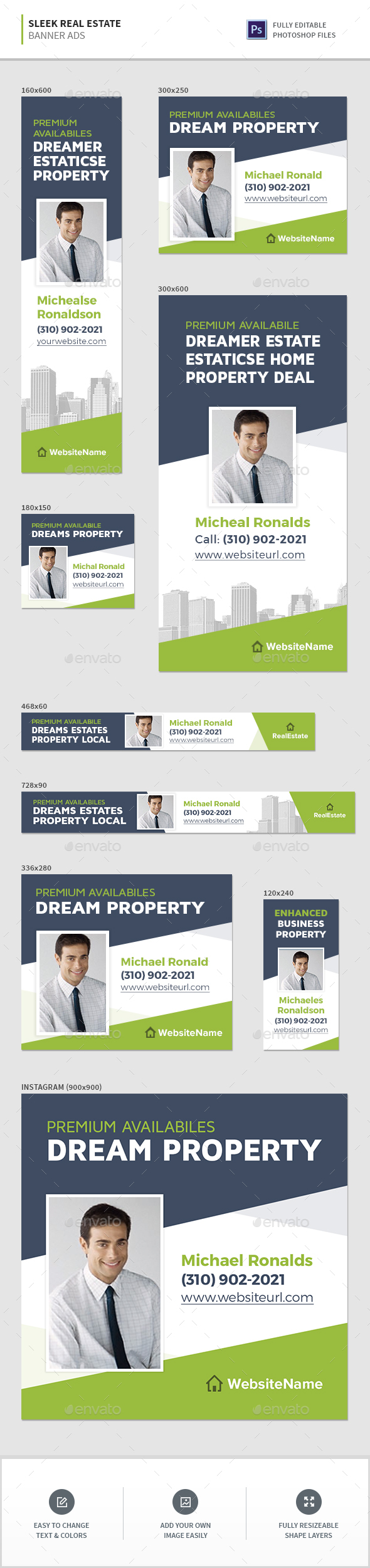 Sleek Real Estate Banners - Banners & Ads Web Elements