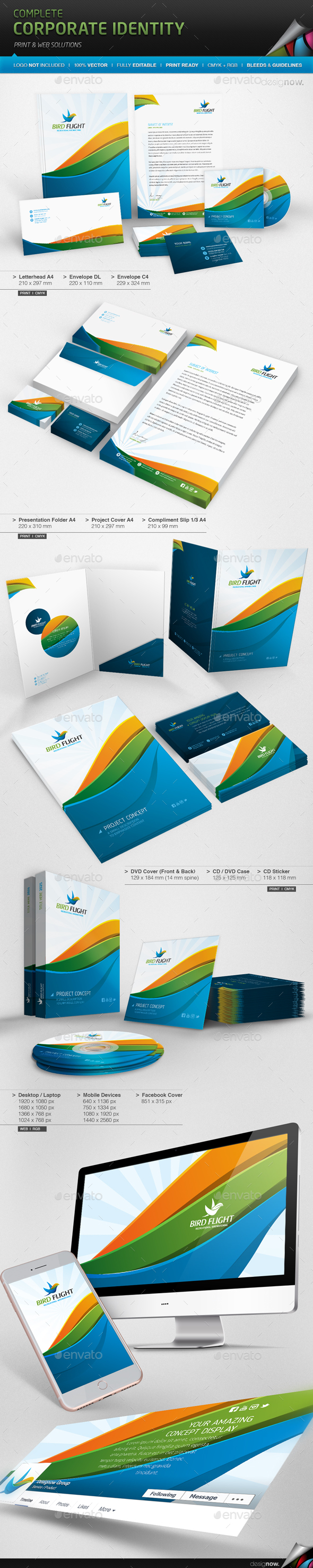 Corporate Identity - Bird Flight - Stationery Print Templates