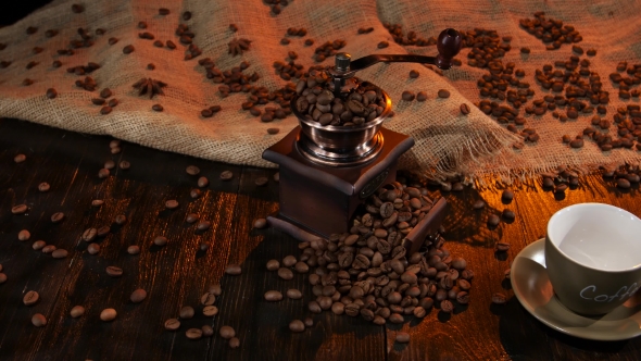 Empty Cup with the Name "Coffee" on the Wooden Table alt
