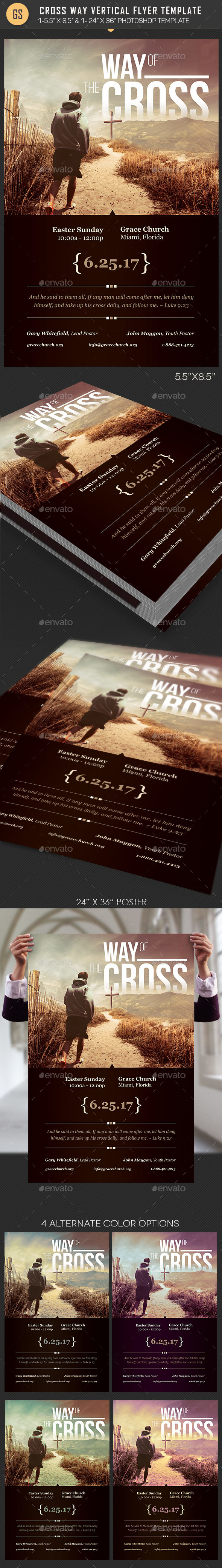 Cross Way Vertical Flyer Poster Template - Church Flyers