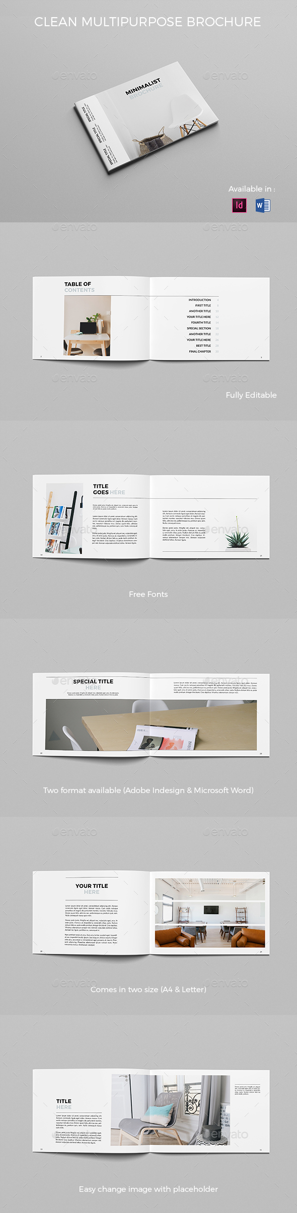 Clean Brochure Landscape - Brochures Print Templates