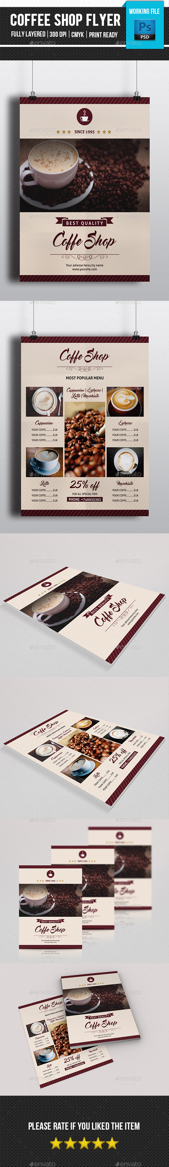 Minimal Coffee Shop Flyer-V138 - Food Menus Print Templates