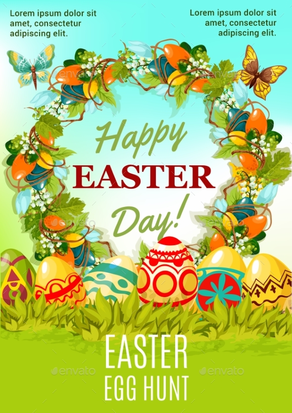 Easter Holiday Egg Hunt Cartoon Poster Design - Miscellaneous Seasons/Holidays