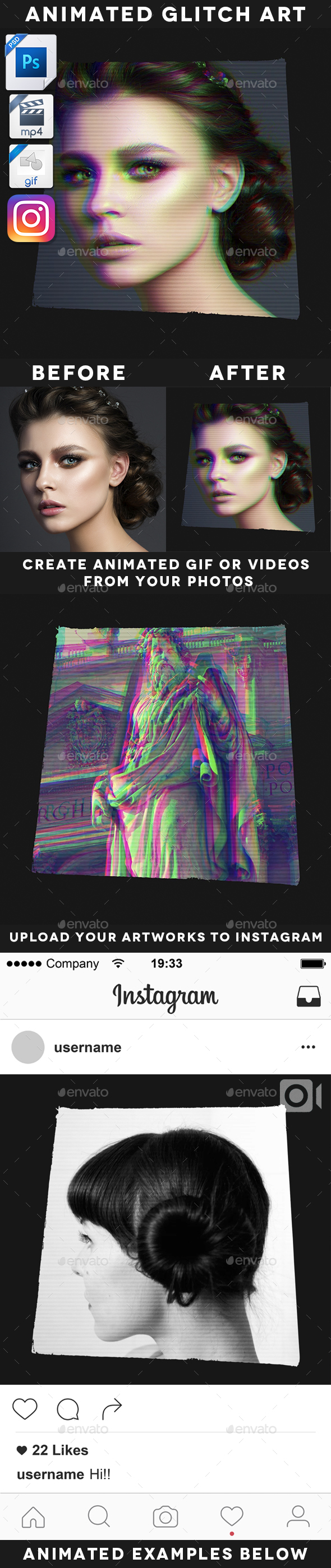 Animated Glitch Art Template - Artistic Photo Templates