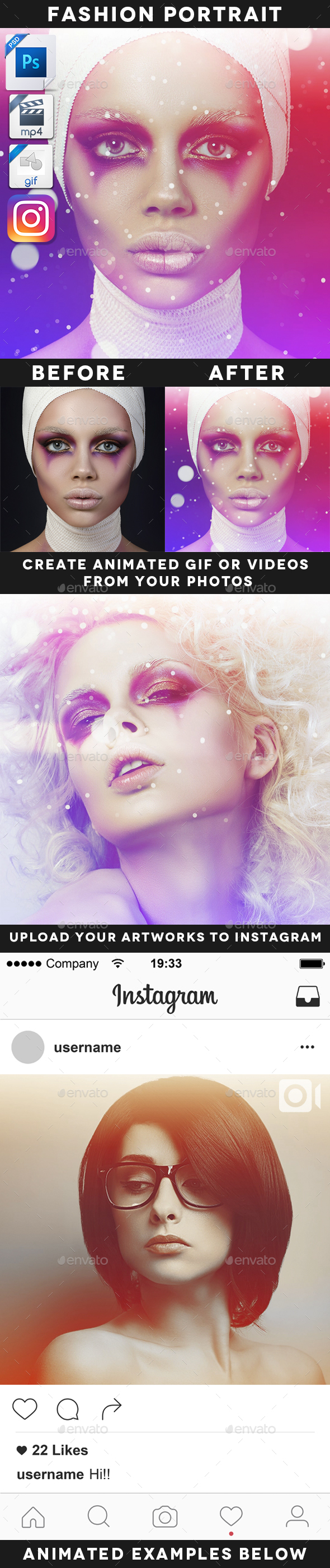 Animated Fashion Portrait Template - Artistic Photo Templates