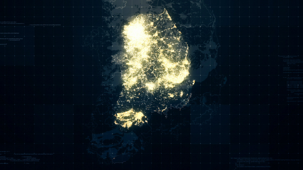 South Korea Map Night Lighting Rollback 4K