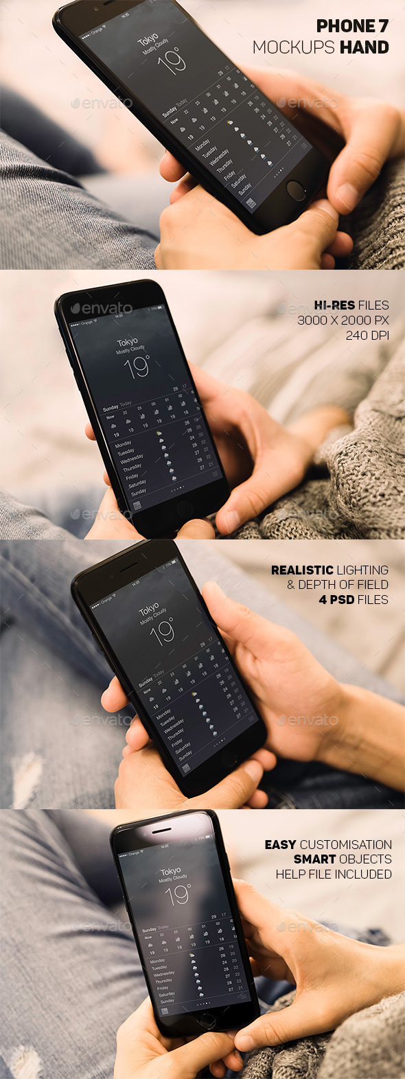 Phone 7 Hand Mockups - Mobile Displays