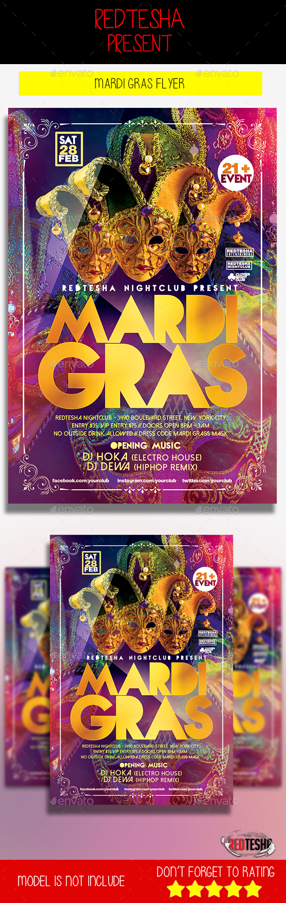 Mardi Gras Flyer - Holidays Events