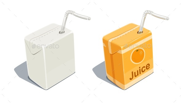 Cardboard Pack with Orange Juice - Food Objects