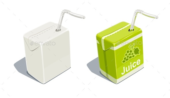 Cardboard Pack with Grapes Juice - Food Objects