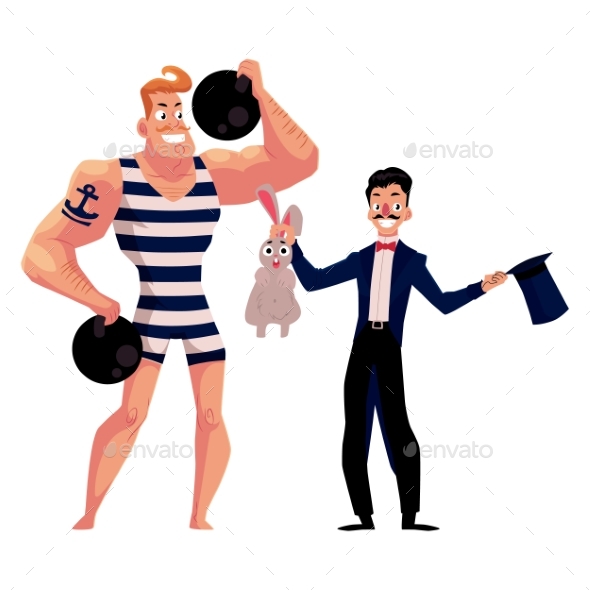 Circus Performers - Strongman and Magician - Sports/Activity Conceptual