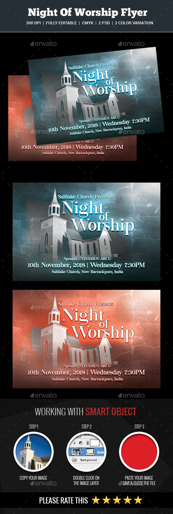 Night Of Worship Flyer - Church Flyers
