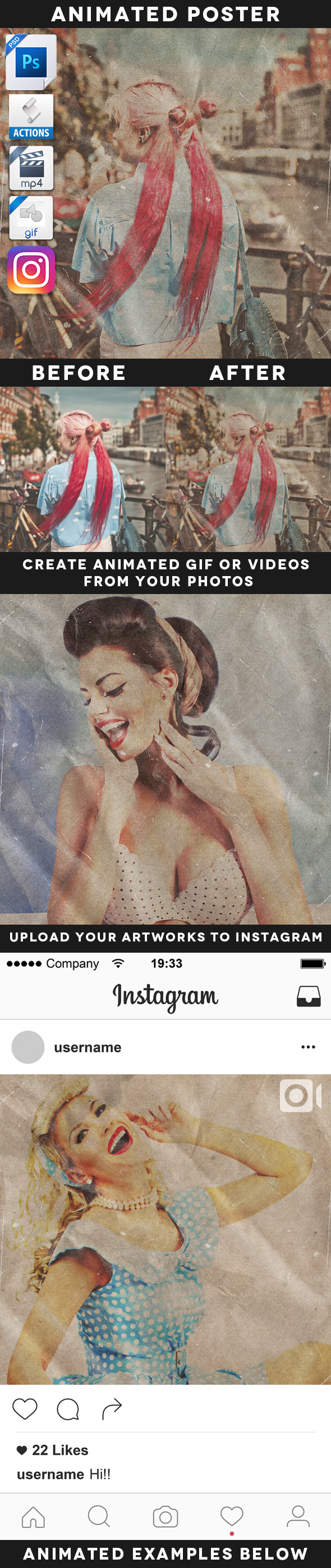 Animated Vintage Poster Action - Photo Effects Actions