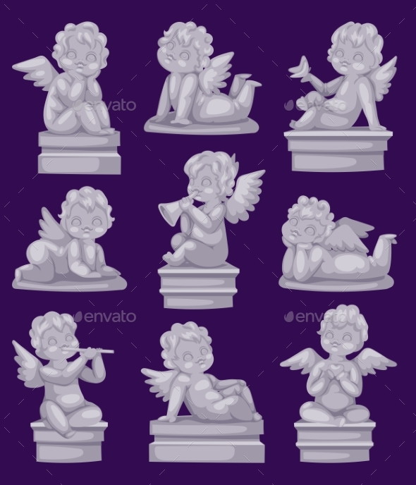 Statue of Angel Praying Isolated Marble - Miscellaneous Characters