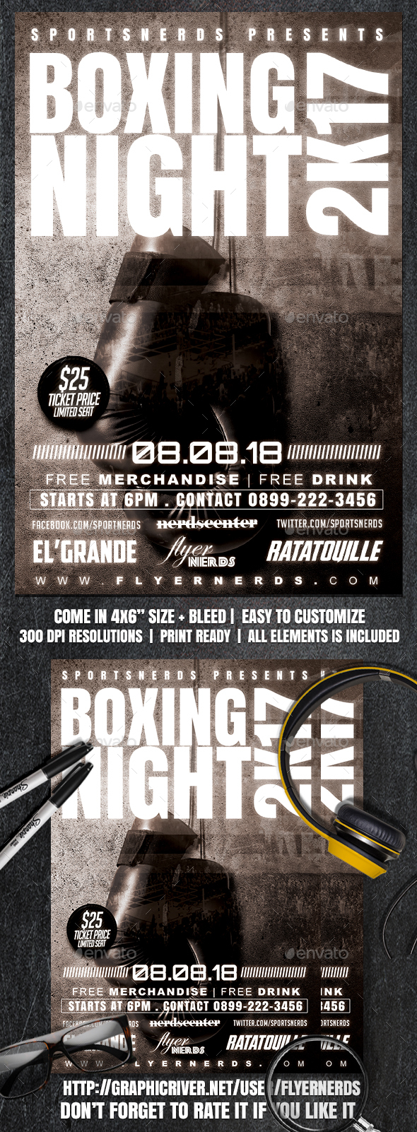 Boxing Night 2K17 Sports Flyer - Sports Events