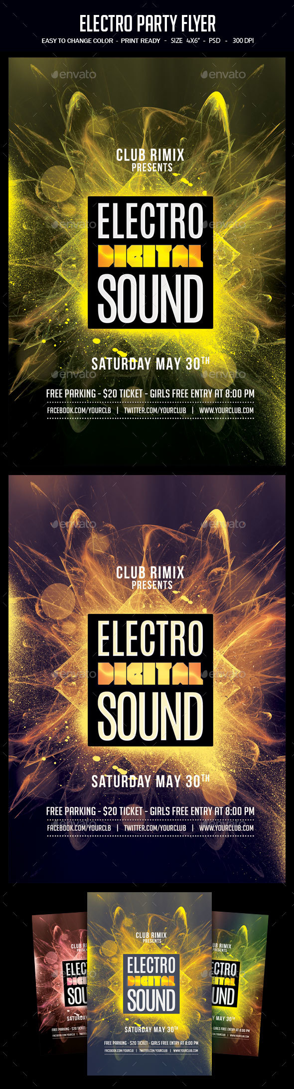 Electro Party Flyer - Clubs & Parties Events