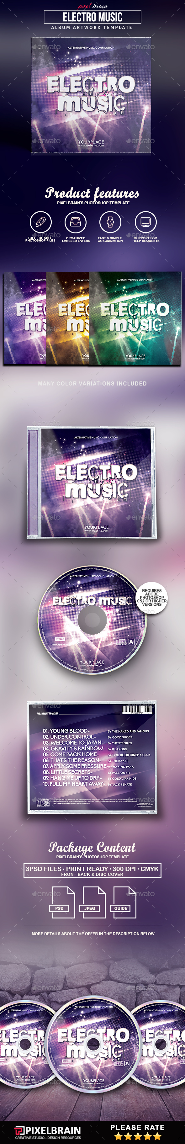 Electro Music CD Cover Artwork - CD & DVD Artwork Print Templates