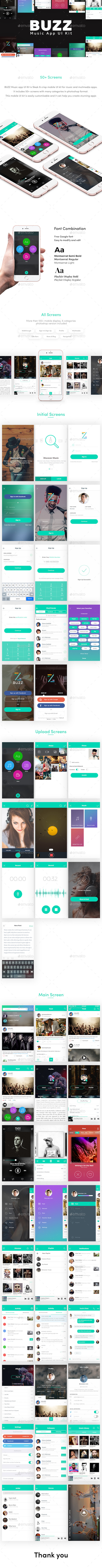 Buzz Music App UI - User Interfaces Web Elements