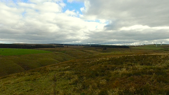 Flying Towards Windmills in Scotland